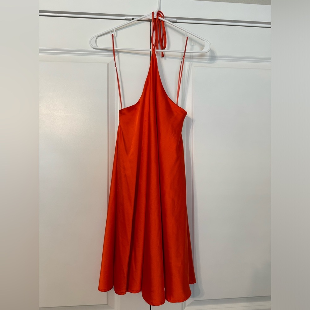 Halter neck silk dress